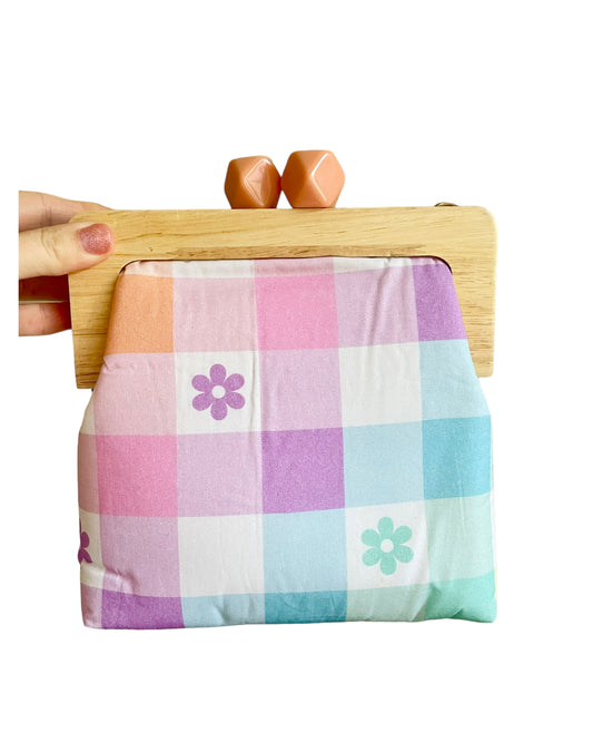 Checkered Daisy Clutch