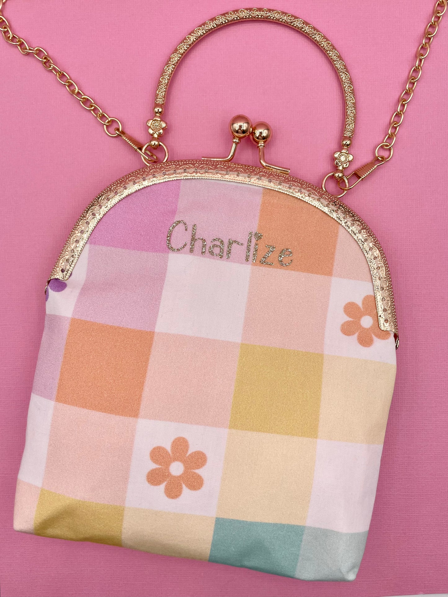 Checkered Daisy Purse