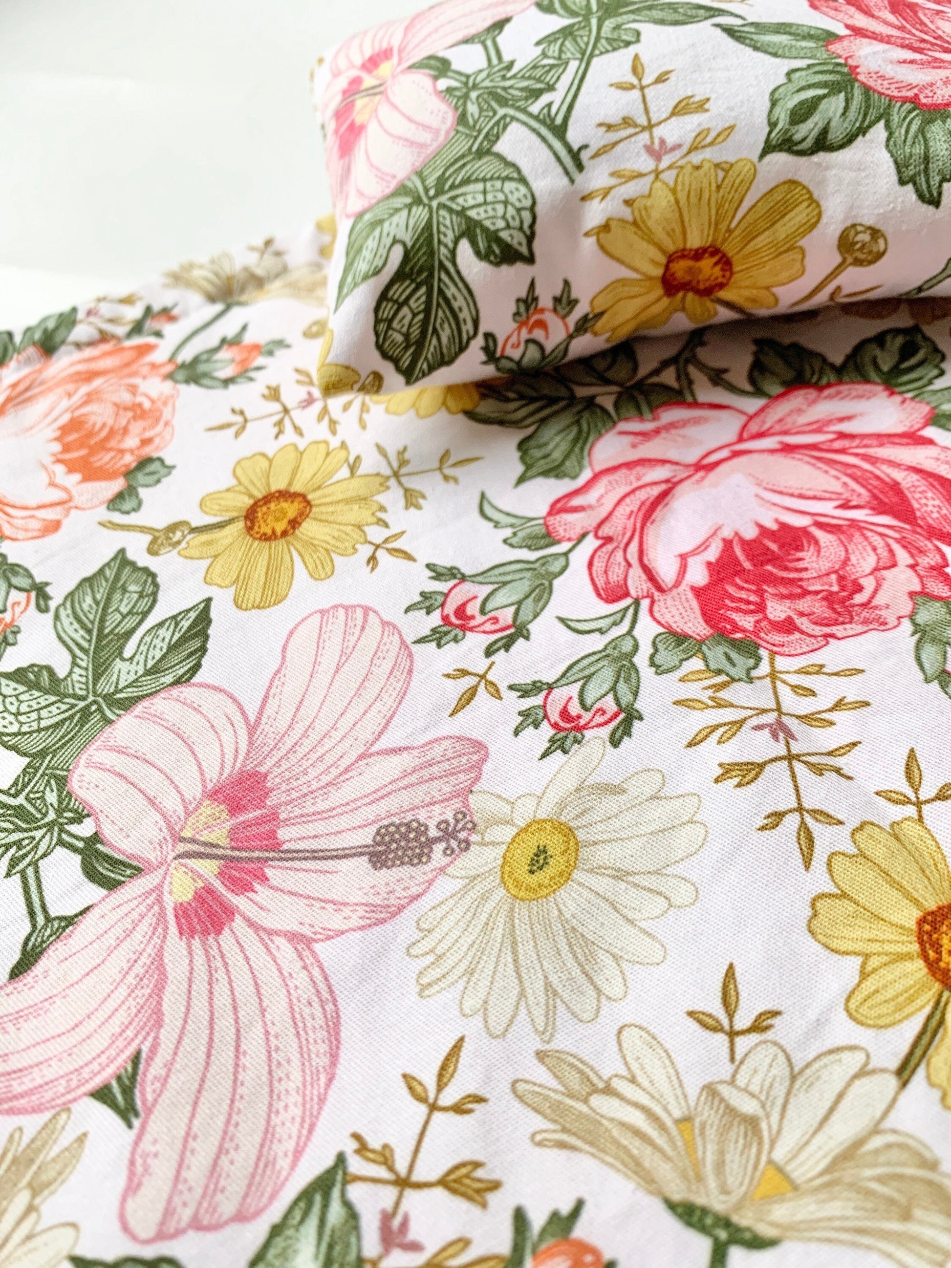 Doll Bed pillow blanket - Peony daisy bed cot quilt