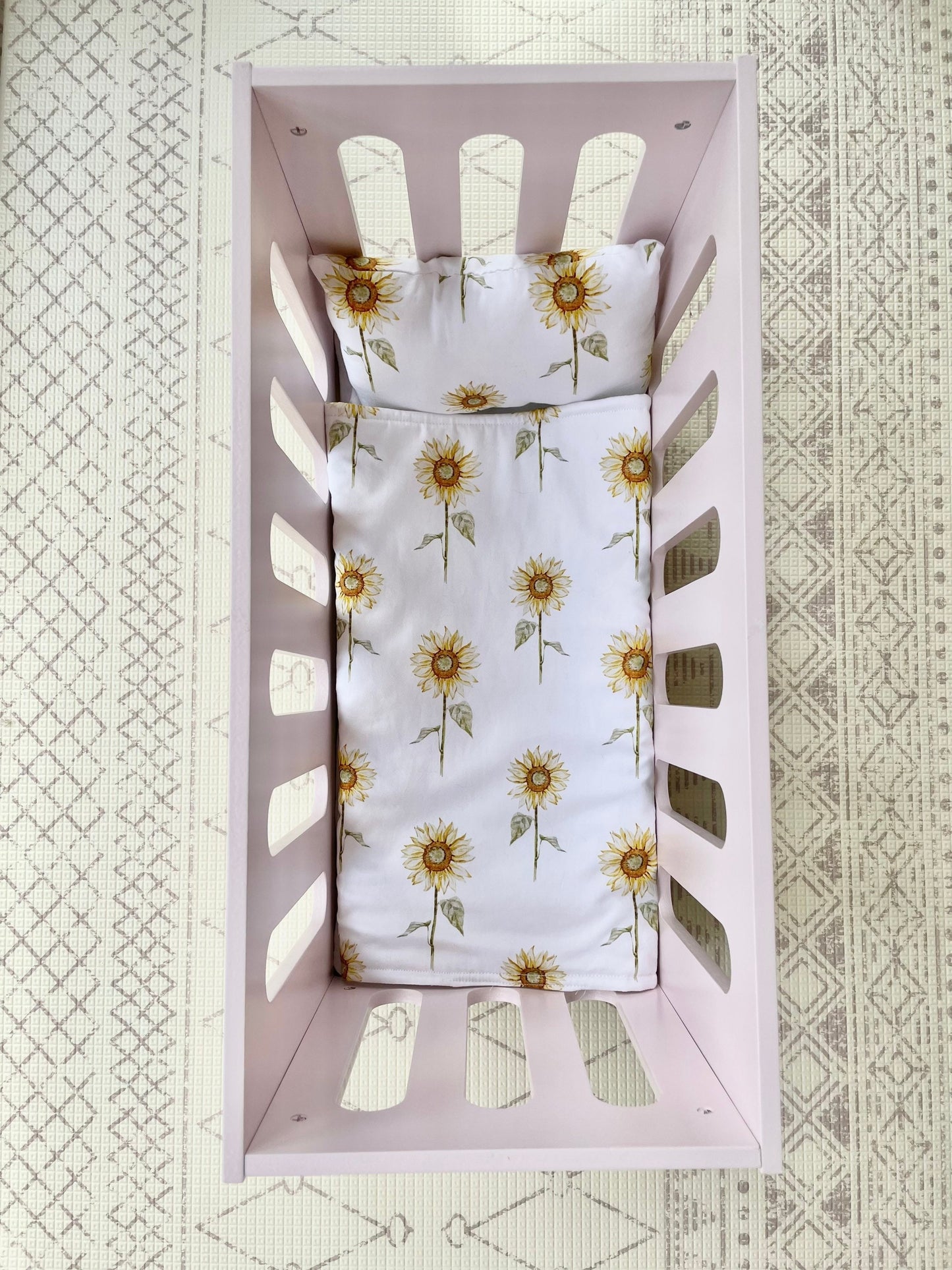 Doll Bed Bedding - Sunflower cot quilt