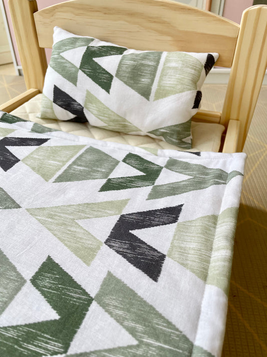 Green Geo Doll Bedding