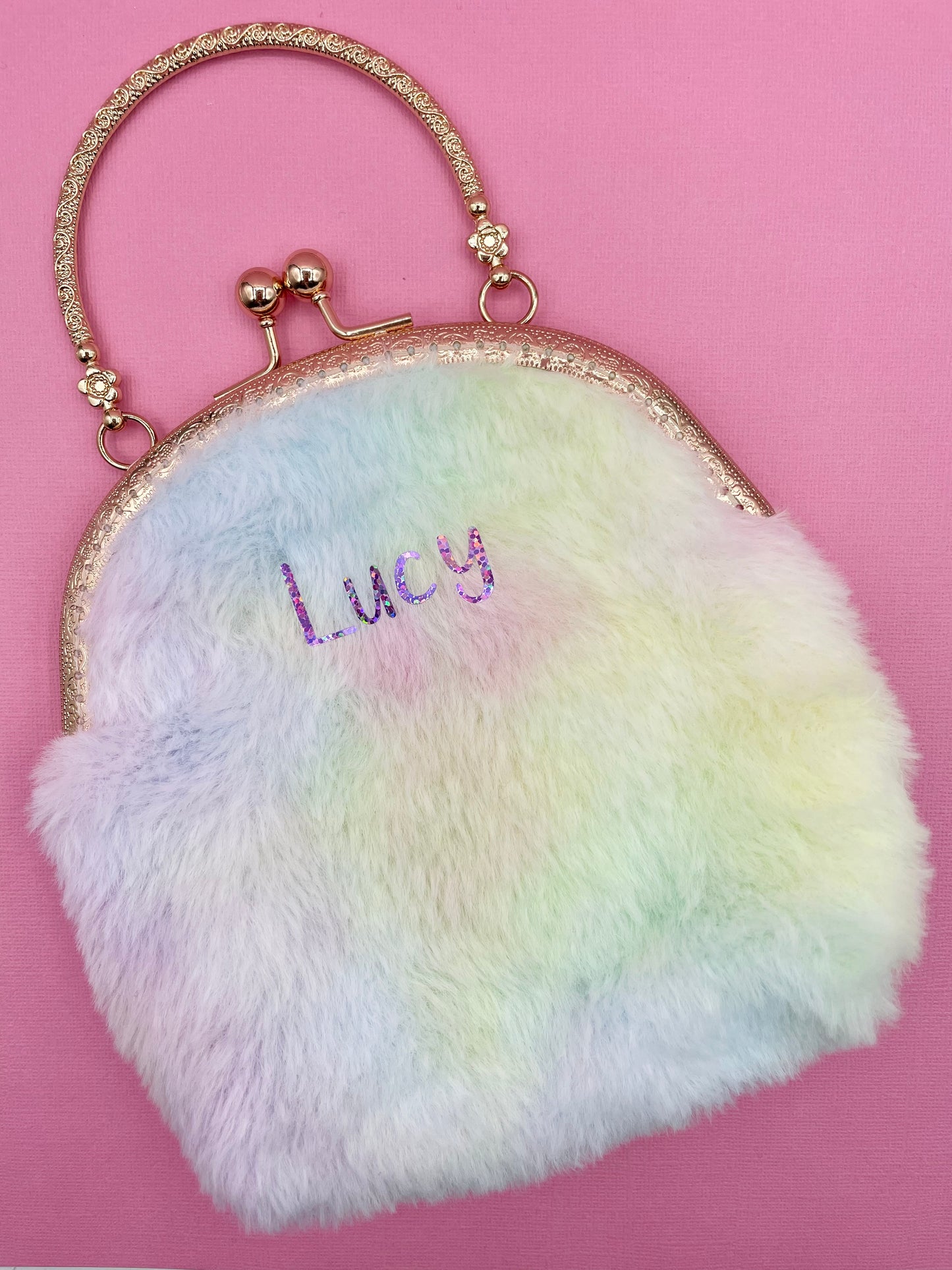 Fluffy Rainbow Purse